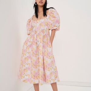 FOR LOVE & LEMONS Floral Carrie Midi Dress Small Multicolor NEW